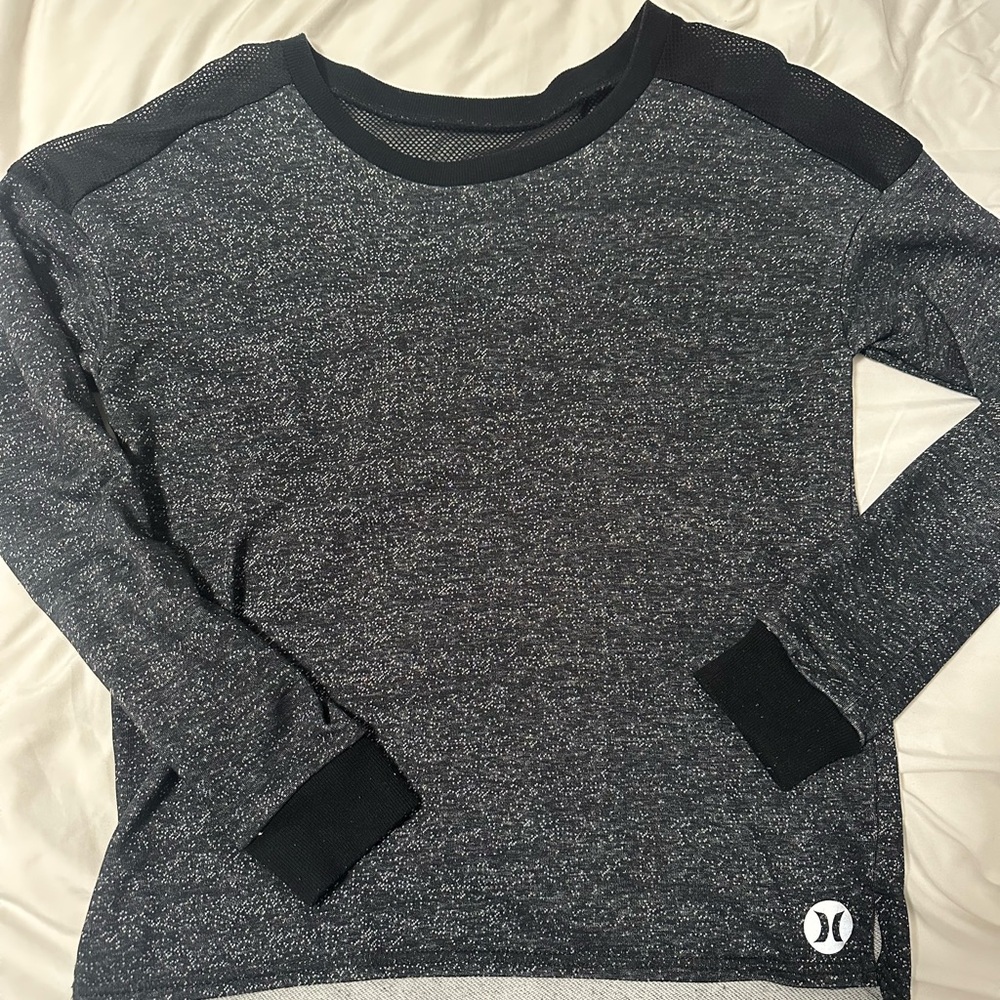 Hurley Black & Gray Mesh Detail Top